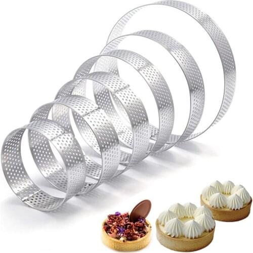 2/4/8pcs Round French Baking Ring Mousse Cake Tart Mould Non-Stick Fruit Cream Pie Pancake Circle Kitchen Pastry Baking Tools
