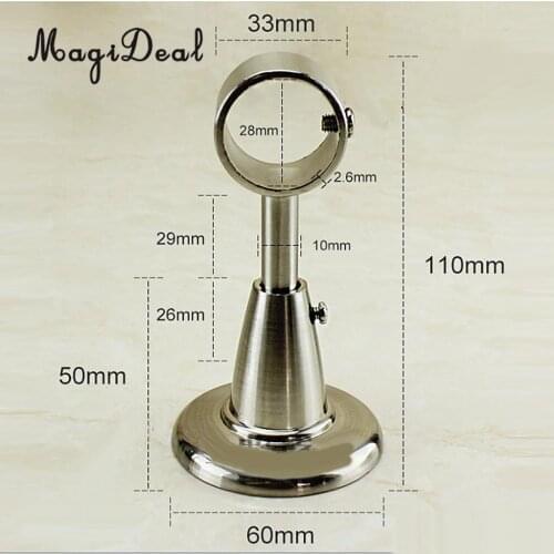 Pack of 2, WARDROBE ROD RAIL SOCKET CENTRE SUPPORT BRACKET 28MM CHROME PLATED