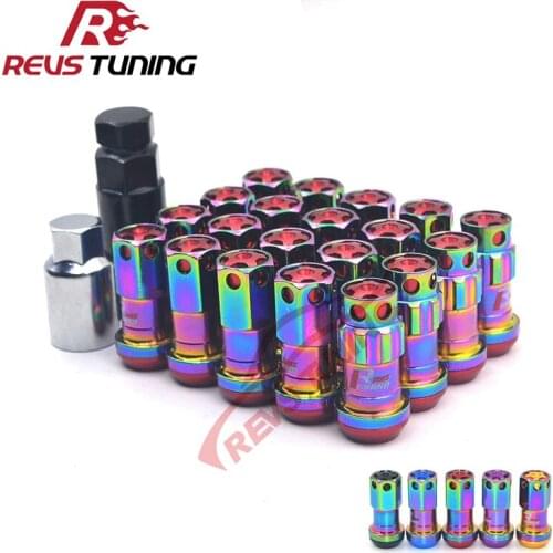 20Pcs Rainbow Color Red Cap 44mm Security Auto Tuning Car Racing Lug Nuts Wheel Rim Lock Nuts For Honda Toyota Mazda
