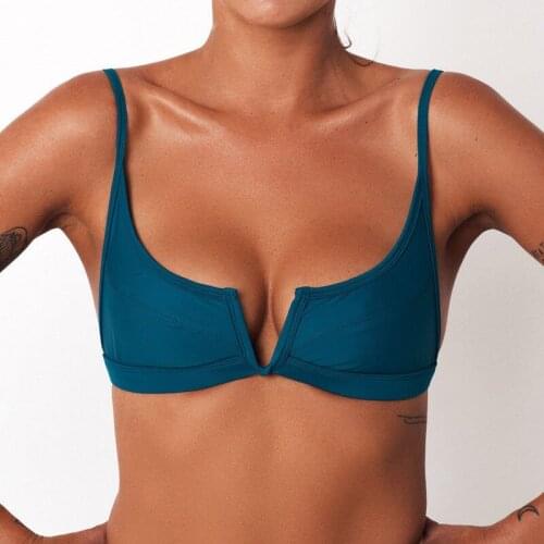 2018 New Women Sexy Bikini Tops Beachwear Swimwear Bra Bralette Push-Up Padded Solid V Neck Swimsuit Bathing suit femme Clothes