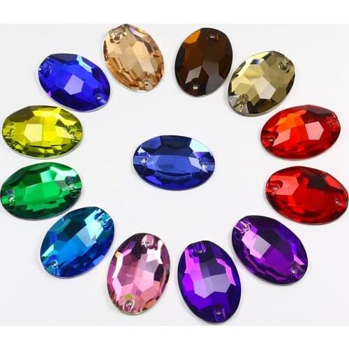 24*17mm Oval Shape Sew On Diamond Crystal Mix Colors K5 Glass Stone Flatback Sewing Rhinestones for Needlework Wedding Dress