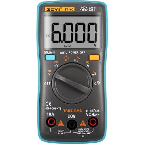 ZOYI AutoRange Digital Multimeter ZT102 True Rms 6000 Counts Voltmeter Ammeter multimetro Ohm Frequency Diode Capacitance Tester