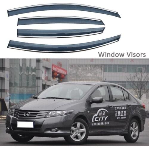 For Honda CITY 2009-2014 Car Styling Awnings Shelters Window Visors rain eyebrow Protector Exterior decoration 4PCS/SET 2011