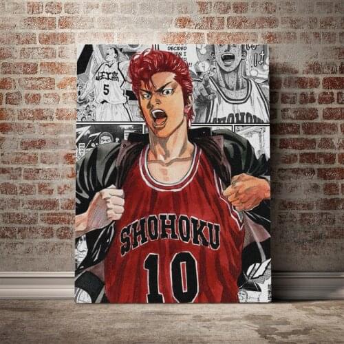 Home Decor Anime Role Canvas Paintings Hanamichi Sakuragi Pictures Wall Art Slam Dunk Printed Modular Poster Frame Living Room