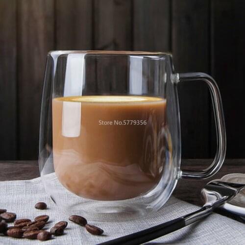 Double Coffee Mugs with The Handle Mugs Drinking Insulation Double Wall Glass Tea Cup Creative Gift Drinkware Milk