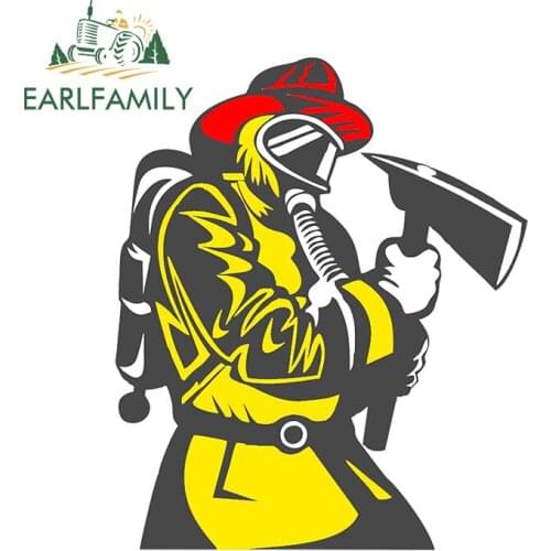 EARLFAMILY 13cm x 10.9cm for Firefighter Vinyl Car Stickers Trunk Graffiti Decal Campervan Windshield Laptop Waterproof Decor