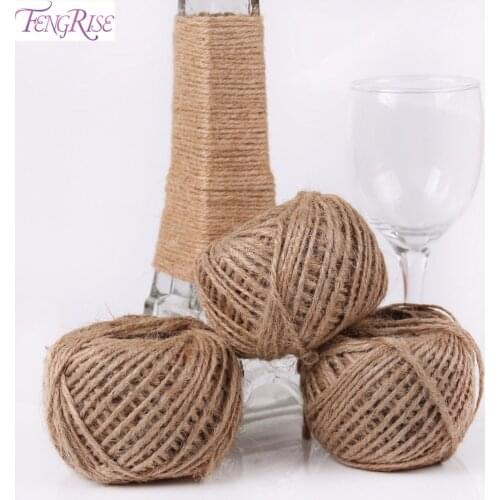 FENGRISE Burlap Jute Twine 50Y Natural Sisal Rope Wedding Decoration Rustic Wrap Gift Packing String Party Decoration Christmas