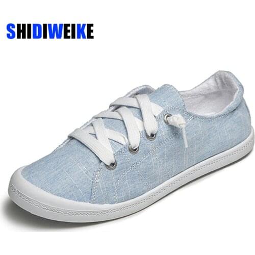Classic White Sneakers Women Casual Canvas Shoes Female Summer Lace-Up Flat Trainers Fashion Zapatillas Mujer Vulcanize Shoes
