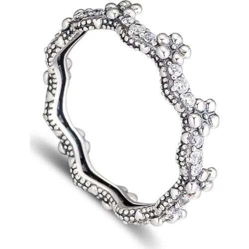 Flower Crown Rings 100% Authentic 925 Sterling-Silver-Jewelry with Clear CZ Free Shipping