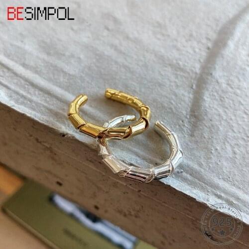 Besimpol Real 925 Sterling Silver Rings Adjustable Braided Twisted Line Rings for Women Fashion Minimalist Ring Jewelry Gifts