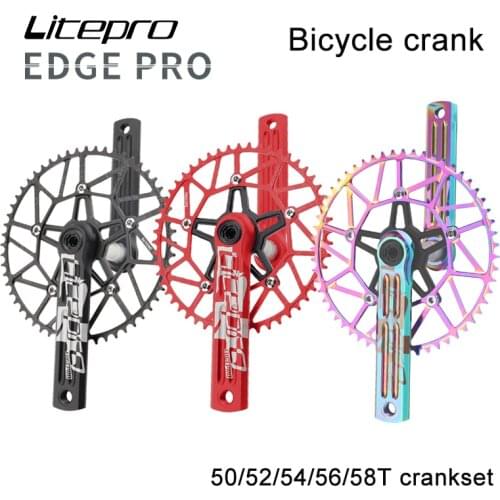 Litepro edge crankset Single chainring 8/9/10/11s speed road folding bike bicycle 50/52/54/56/58T BCD 130mm BB BSA 170mm