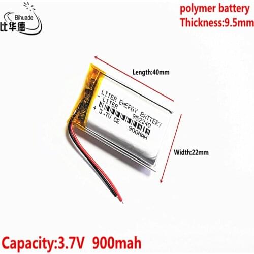 10pcs 3.7V 900MAH 952240 Lithium Polymer LiPo Rechargeable Battery For Mp3 headphone PAD DVD bluetooth camera