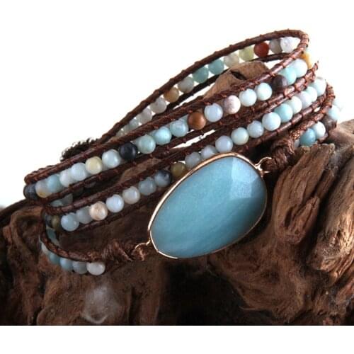 Fashion Beaded Boho Bracelet Jewelry Handmade Natural Stones Charm 3 Strands Wrap Bracelets Drop Shipping