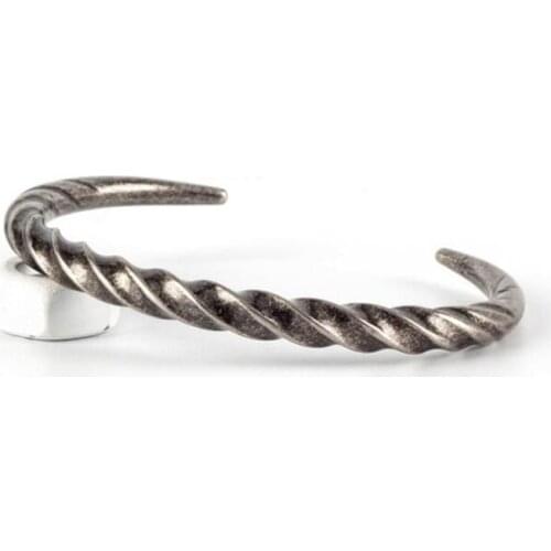 Retro Silver Men Jewelry Punk Stainless Steel Bracelet Men Twist Horns Cuff OPen Bracelets & Bangles Couple pulseira masculina