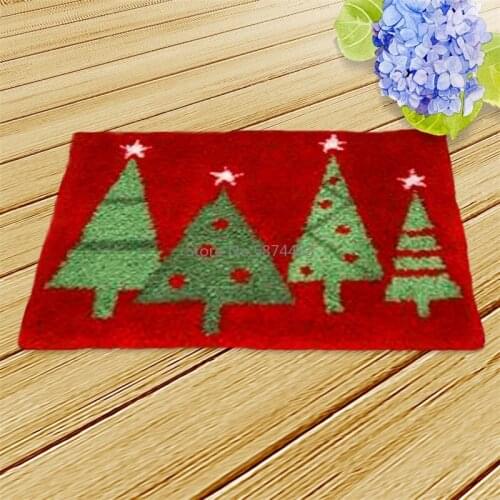 Christmas Embroidery Carpet Mat Kit Latch Hook Carpet Kit Foam Needlework Santa Decoration