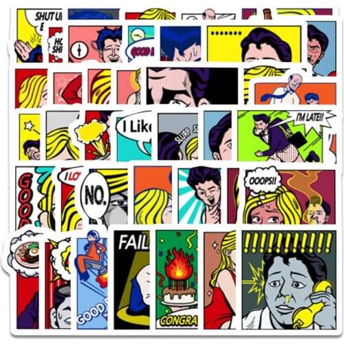 43Pcs Pop Art Sticker Waterproof For Suitcase Refrigerator Skateboard Car Accessories Sticker