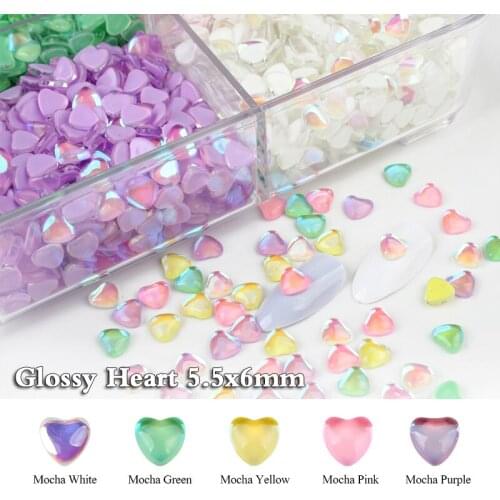 New Mocha Glossy Heart 5.5x6MM Stones Gems For Nail Art Rhinstones 30Pcs/100Pcs For DIY Decoration Manicure