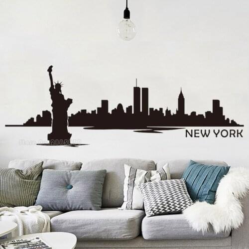 New York Silhouette Wall Stickers Bedroom Lounge Wall Art Decal Removable Vinyl Mural Modern City Picture Design Decor LL2430