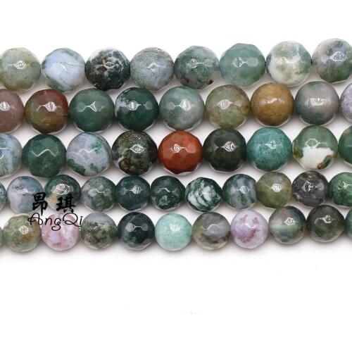 Faceted Natural Stone India Agates Round Loose Beads 4-12mm Pick Size Spacer Beads For Jewelry Making DIY Bracelet Necklace 15