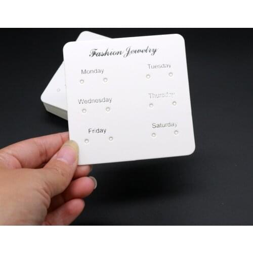 Wholesale 200pcs/lot 8x8cm White Paper Thick Jewelry Display Card 6 Pairs For Weekly Jewelry Stud Earring Packing Can Print Logo