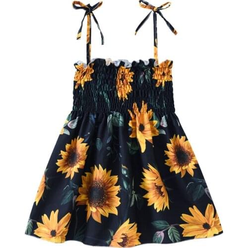 1-5 Years Girls Dresses Kids Summer Sleeveless Strap Princess Dress Cotton Flower Print Children Clothes Girl Casual Sundress