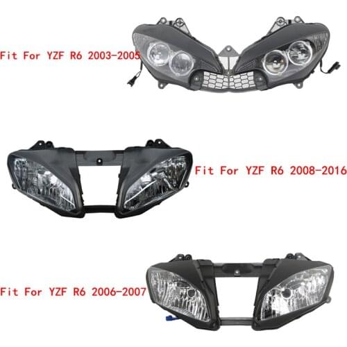 Motorcycle Front Headlight Headlamp Lamp Assembly For Yamaha YZF R6 YZFR6 03-05 06-07 08-16 Motorbike