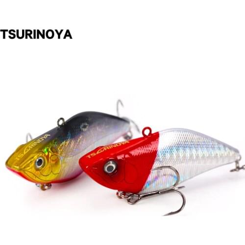 TSURINOYA Fishing Lure DW22 70mm 13.8g VIB Swing Sinking Bass Bait Black Nickel Hooks Full Swimming Layer Artificial Bait