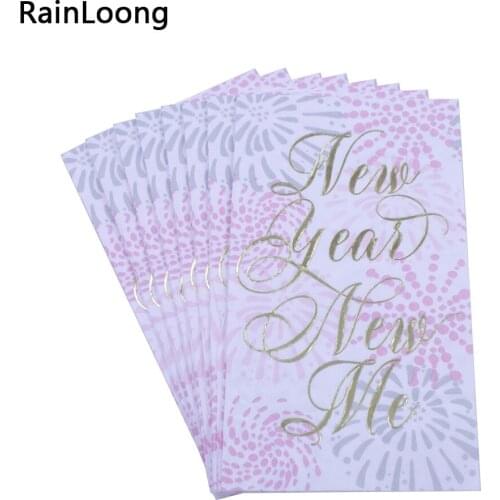 [RainLoong] 3Plys Foil Gold Beverage Napkin New Year New Me Tissue Serviettes For Cocktail Party Decoration 40*33cm