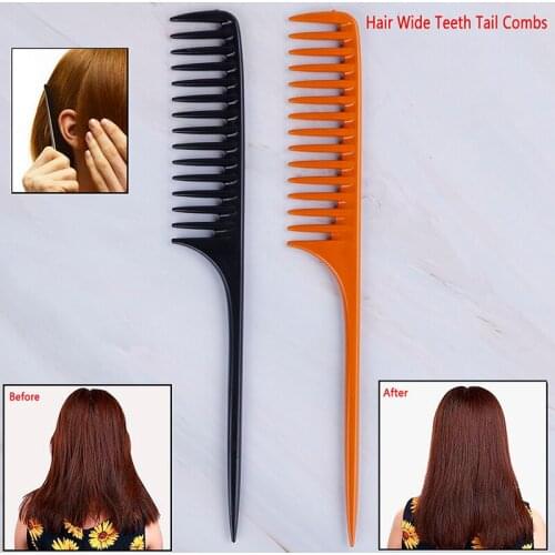 1Pcs Professional Tip Tail Comb For Salon Barber Section Hair Brush Hairdressing Tool DIY Hair Wide Teeth Combs 2 Colors