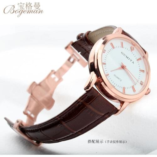 A genuine leather strap with a butterfly buckle and a crocodile-like strap for mens and womens watches with a size of 16,18,20