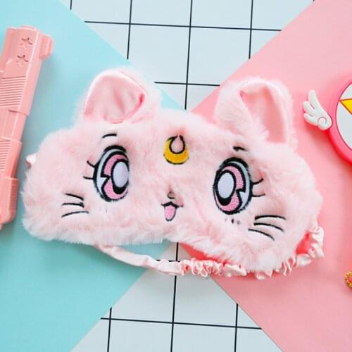 Cute Plush Sleep Eye Mask Cartoon 3D Silk Eye Cover Sleeping Mask Travel Eye Band Shade Rest Eyepatch Sleep Aid Eye Blindfolds