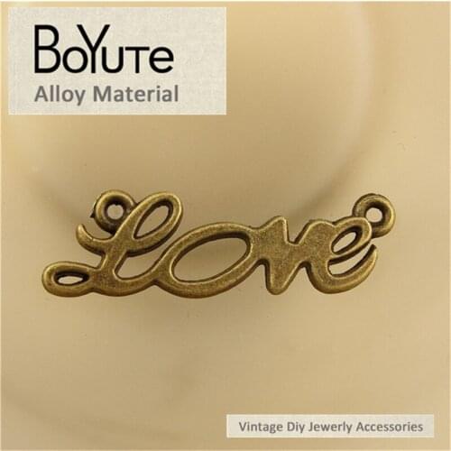 BoYuTe (50 Pieces/Lot) 33*10MM Zinc Alloy Antique Bronze Plated Love Connector Diy Jewelry Making Wholesale