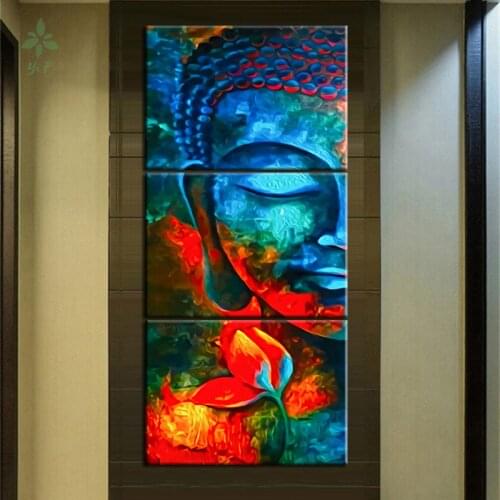 Modern Buddhism Posters And Prints Art Canvas Painting Wall Decoration Colorful Lord Buddha Pictures For Living Room