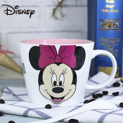 Disney mug cartoon Mickey Minnie printed ceramic mug large capacity breakfast milk mug heat resistant coffee mug kawaii mug