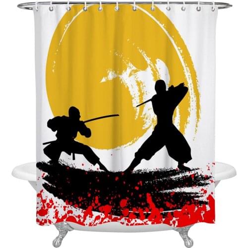 Waterproof Shower Curtains Ninja Warrior Ink Painting Art Shower Curtain Frabic Polyester Bathroom decor Curtain