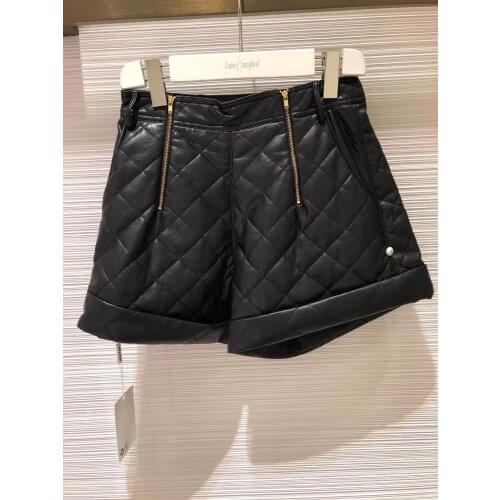 2021 Spring Summer Women High Waist Faux Leather Shorts Lady Casual Fashion Shorts with Zipper