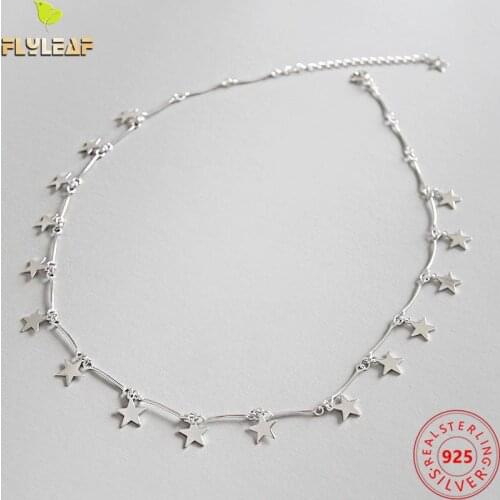 Flyleaf 925 Sterling Silver Star Choker Necklace For Women Simple Student Girl Gift Fashion Jewelry Colar Feminino