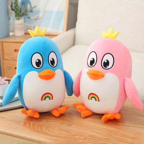 1pc 20-50cm Cartoon Penguin Plush Toys Lovely Rainbow Penguin with Crown Plush Pillow Soft Stuffed Dolls Xmas Gift for Kids Baby