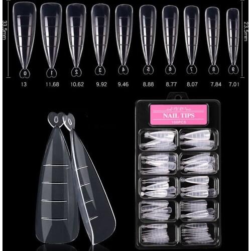 100pcs/box Full Cover Fake Nail Artificial Press on Long Ballerina Clear/Natural/white False Coffin Nails Art Tips Manicure Tool