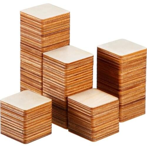 100PCS Blank Wood Pieces Unfinished Round Corner Wooden Cutouts for DIY Arts Craft Project, Decoration,Engraving Carving