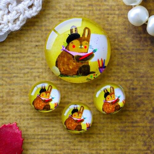 12mm 25mm 14mm 16mm 18mm 20mm Photo Glass Cabochons Round Cameo Set Handmade Settings Stone Cartoon 11