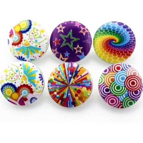 20pcs/lot Colourful Round Wood Snap Buttons Fit 18mm/20mm DIY Snap Bracelet Replaceable Buttons Jewelry