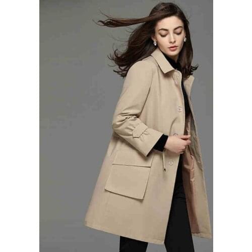 2020 High Quality Long Trench Coat For Women Blue Elegant Slim Ladies Coats Womens Windbreaker Outerwear Abrigos WXF177