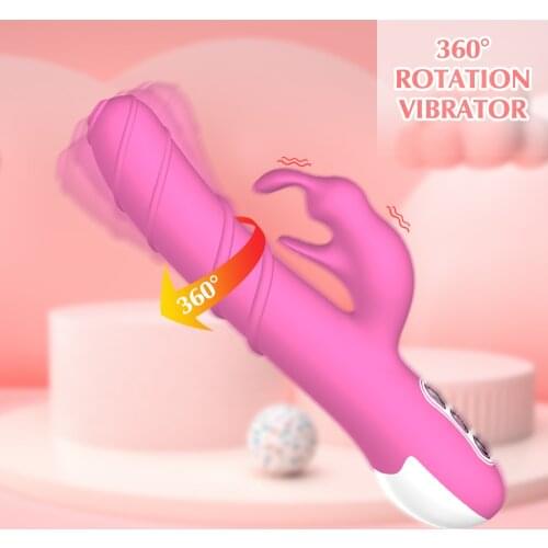 360-degree Rotating Rabbit Vibrator Dual-motor Female G-spot Vibrator 7-modes Masturbator Clitoral Stimulator Sex Toys for Woman