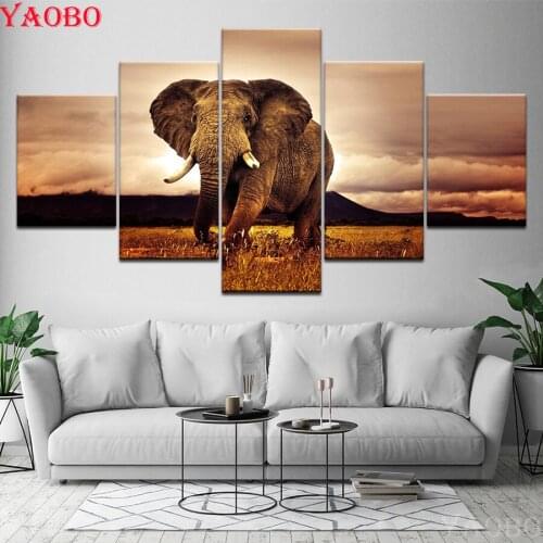 5pcs,5D,DIY,Diamond Embroidery,Elephant,sunset,landscape,Full,Square Diamond Painting,Stitch Cross,3D,Mosaic,image,mazayka,gift