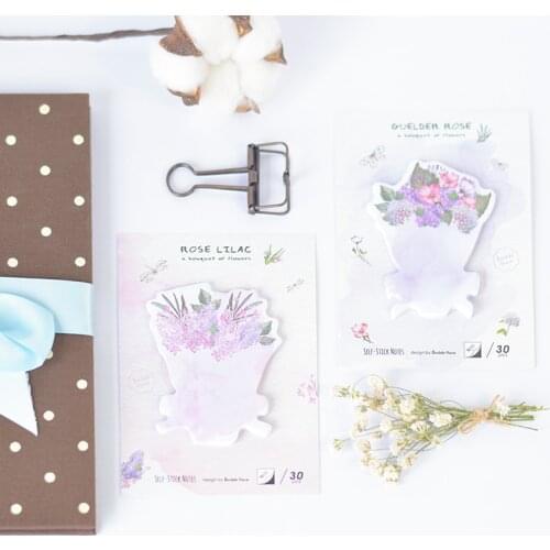 6 pcs/Lot Vintage flowers sticky note 30 pcs Rose stickers memo pad Guest book wedding Office accessories School supplies EM666