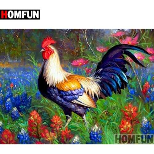 HOMFUN Full Square/Round Drill 5D DIY Diamond Painting "Animal chicken flower" Embroidery Cross Stitch 5D Home Decor Gift A18210