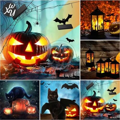 Diy Diamond Painting Rhinestones Embroidery Halloween Round Square Cross Stitches Full Drill Mosaic Picture of Rhinestones Decor