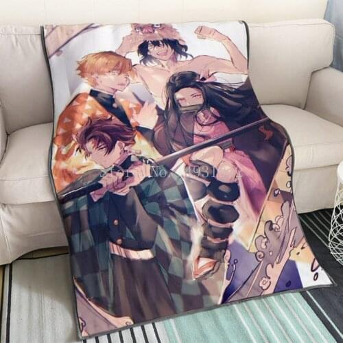 Devils Blade Anime Duvet Home Decorative Demon Slayer Kimetsu No Yaiba Tanjirou Nezuko Summer Blanket For Children Bedding