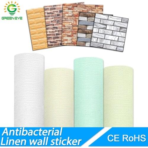 Antibacterial linen wall paper Self Adhesive Waterproof 3D Wallsticker DIY Brick stone for Living Room Bedroom Wall Decals Vinyl